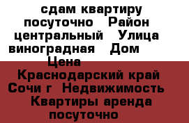 сдам квартиру посуточно › Район ­ центральный › Улица ­ виноградная › Дом ­ 224/8 › Цена ­ 1500-2000 - Краснодарский край, Сочи г. Недвижимость » Квартиры аренда посуточно   